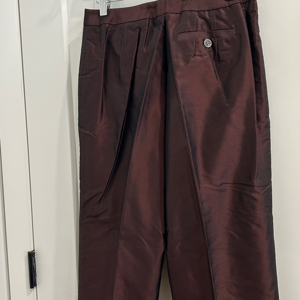 ALFANI Maroon Metallic 100% Silk Classic Pants & Blazer Suit |Top 10P pants 8P - Picture 12 of 12